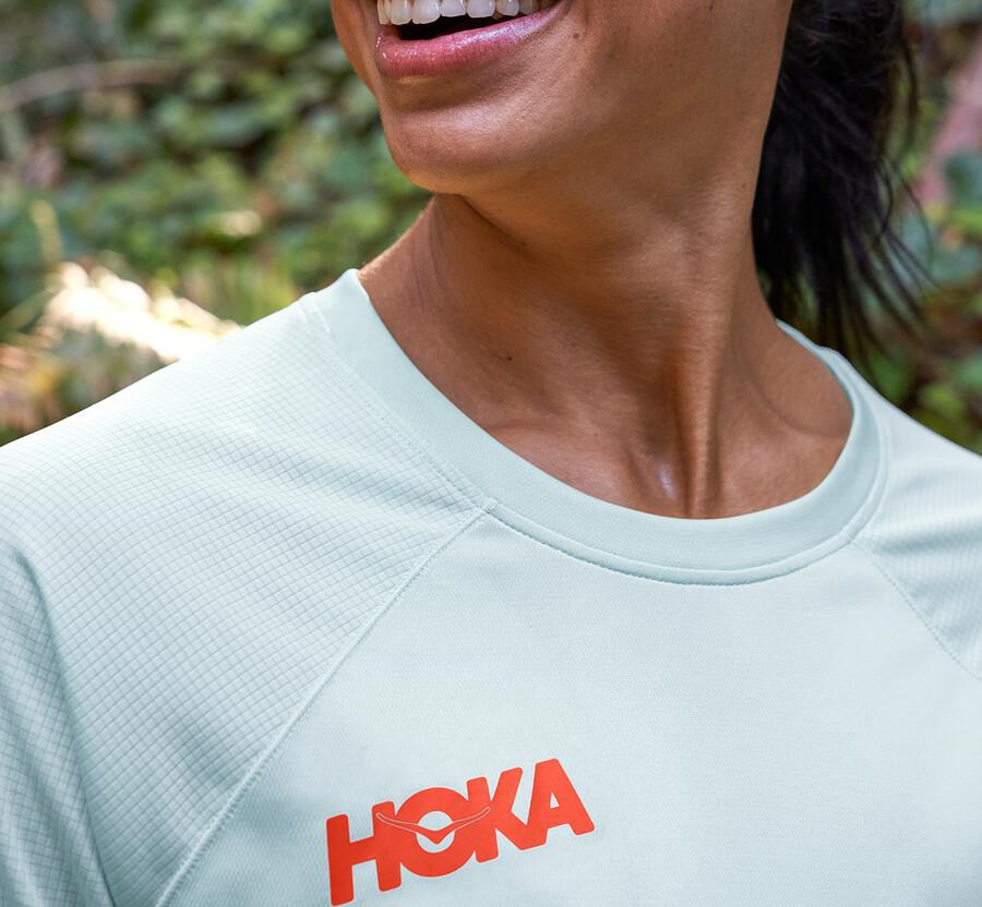 Hoka One One Top Kadın Mavi - Performance Long Sleeve - DK9874026